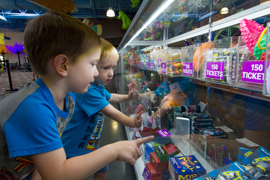 Kids looking at prizes